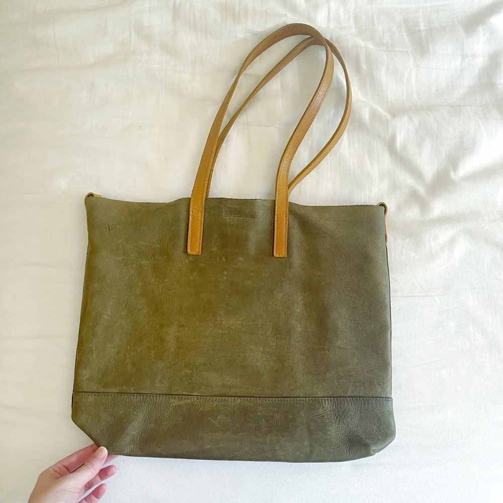 ABLE Tote | 100% leather, hunter green shoulder bag